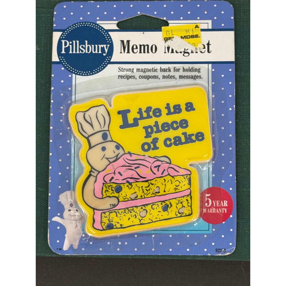 Vintage 1992 Pillsbury Doughboy Memo Magnet Life is a Piece of Cake 92250 NIP